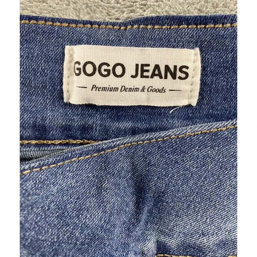 Gogo Jeans Womens Flare Denim Medium Wash Seam Front Bell Bottom Size 5/27 28506